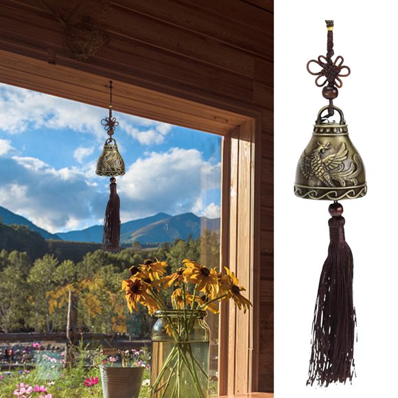Retro Wind Chime Feng Shui Praying Wind Chime Chinese Knot Wind Chime Home Car Crafts Home Interior Maple Leaves round Stained Glass Window Our 1st Christmas Ornament Stuff for Lovers Swinging Car