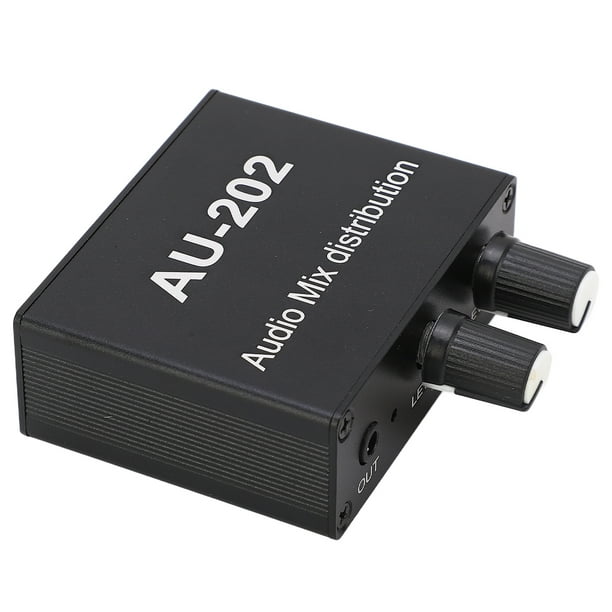 Mini Mezclador De Distribución De Audio, Distribuidor De Lupa Estéreo 2 En 2 Salidas Con Adaptador De Corriente Para Computadora De Teléfono DVD CD MP3