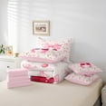 thumbnail image 4 of Erosebridal Cherry Bow Bedding Sets Twin Size,Dreamy Princess Comforter Sets with Sheets,Pink Green Bed in a Bag Twin size,Microfiber Kawaii Room Decoration,Reversible,7pcs, 4 of 6