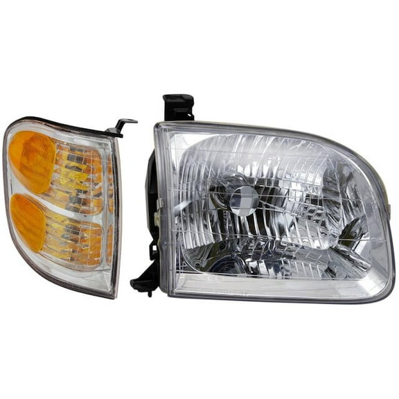 Headlight Assembly and Parking Light Kit 2 Piece - Compatible with 2000 - 2004 Toyota Tundra Extended Cab Pickup 2001 2002 2003