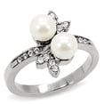 thumbnail image 2 of Luxe Jewelry Designs Women's Stainless Steel Ring with White Pearl Synthetic Stones - Size 9 (Pack, 2 of 2