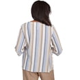 thumbnail image 2 of Alfred Dunner Womens Spliced Stripe Button Shoulder Top, 2 of 4