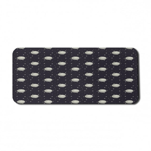 Galaxy Computer Mouse Pad, Planets in Rhythmic Composition with Stars at Night Universe Theme, Rectangle Non-Slip Rubber Mousepad X-Large, 35" x 15", Dark Blue Grey and Eggshell, by Ambesonne