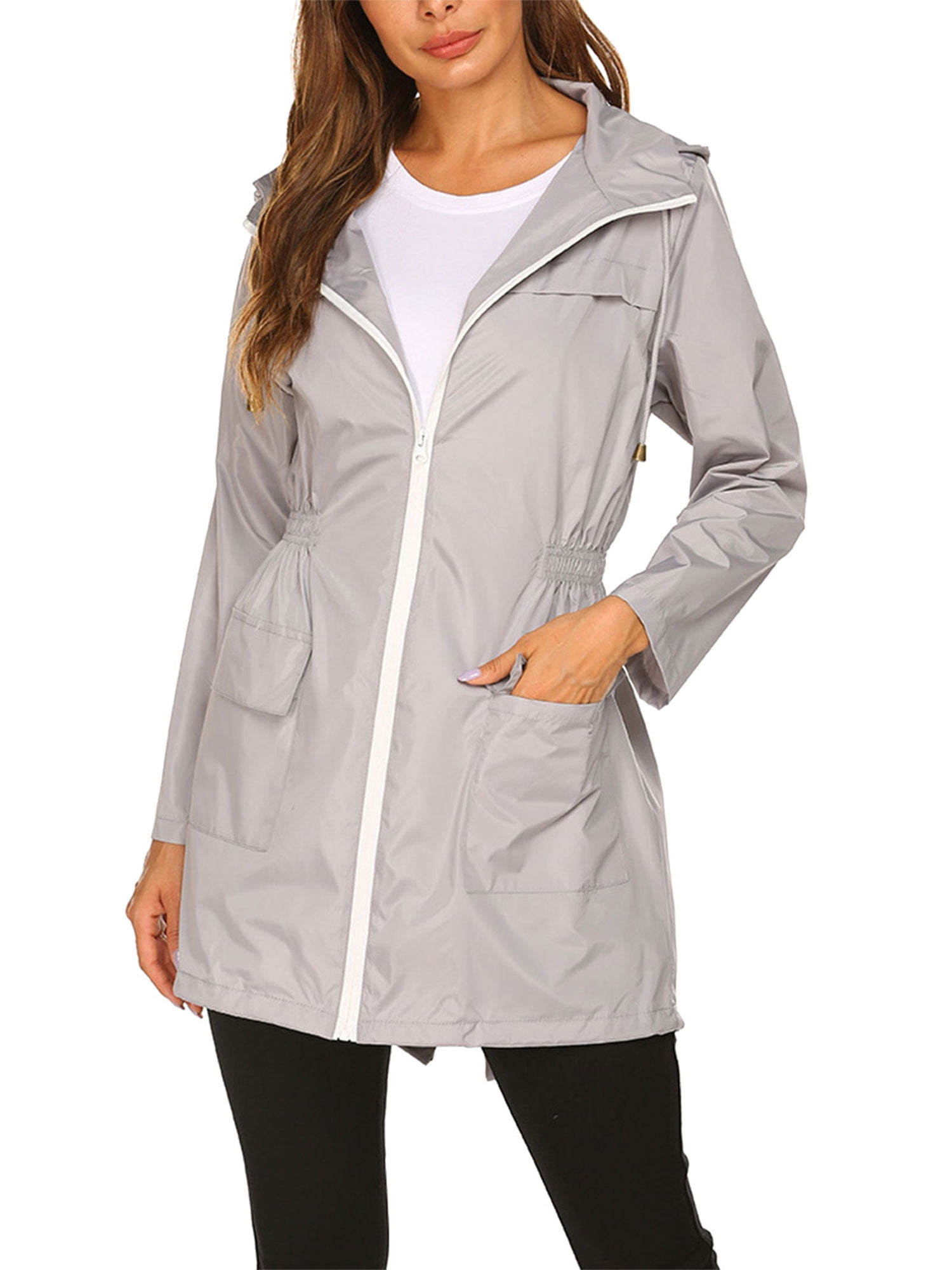 Rain Jacket Women Waterproof with Lined Raincoat Outdoor Active Travel Hiking