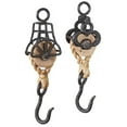 thumbnail image 2 of Pulleys Single Hooks Wall Decor Set of 2 Metal and Rope Industrial Style, 2 of 2