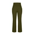 thumbnail image 6 of RYRJJ Women's Bootcut Yoga Pants with Pockets High Waist Workout Bootleg Flare Yoga Pants Tummy Control Stretch Leggings(Army Green,L), 6 of 7