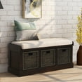 thumbnail image 2 of YesFashion Entryway Storage Bench, Shoe Storage Bench with Removable Cushion, 3 Removable Rattan Basket, Hand-woven Rattan Frame for Living Room, Hallway, 2 of 9