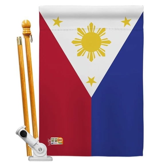 Americana Home & Garden AA-CY-HS-140187-IP-BO-D-US18-AG 28 x 40 in. Philippines Flags of the World Nationality Impressions Decorative Vertical Double Sided House Flag Set & Pole Bracket Hardware Flag