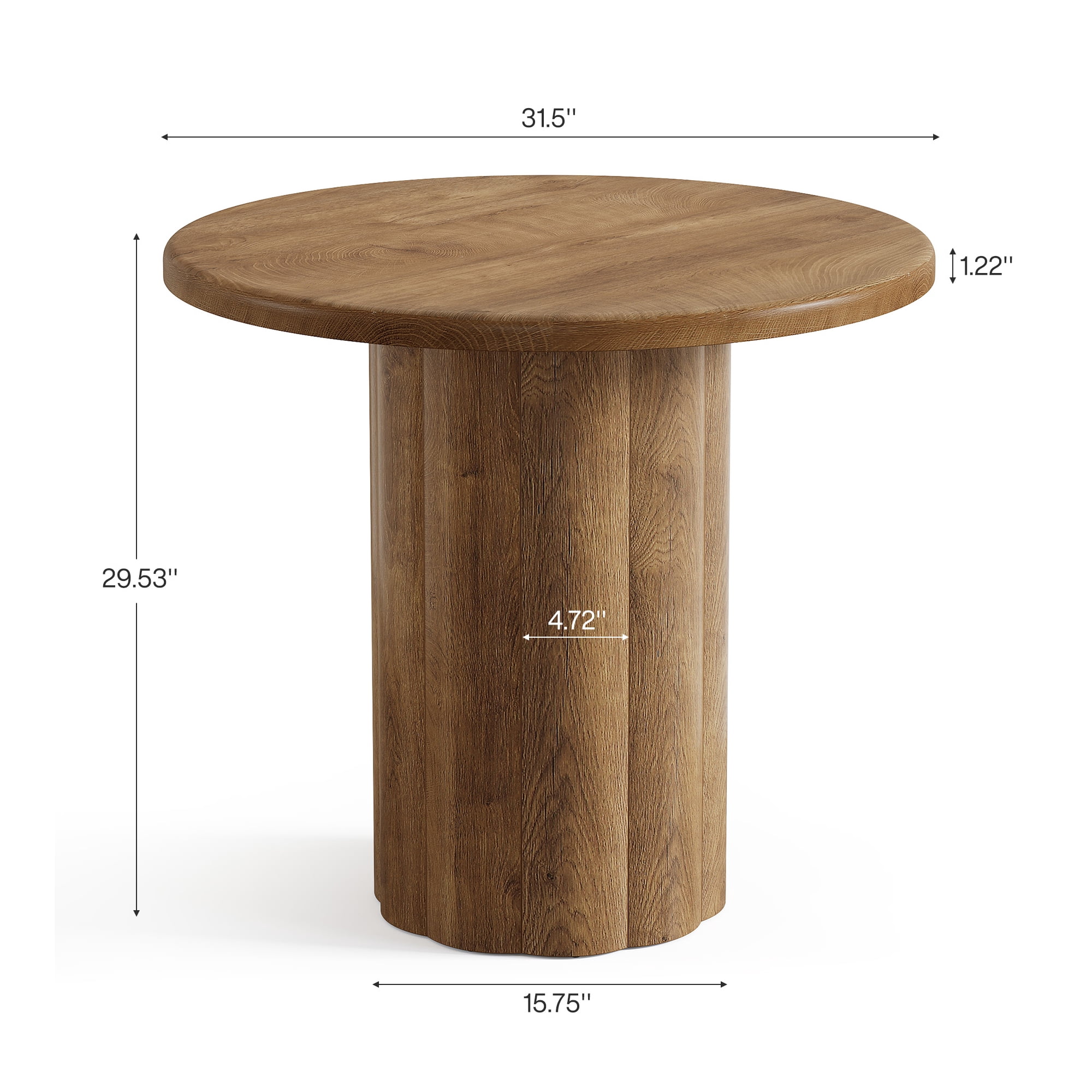 MAYEERTY 31.5 Inch Small Round Dining Table, Farmhouse Kitchen Dinner Table with Curved Wooden Latticed Base for 2 to 4 People