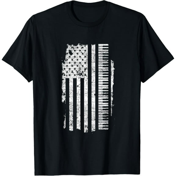 t-shirt Piano T-Shirt - Keyboard USA Flag Pianist Gifts Music T-Shirt mens t shirt，black，women，funny，misfits，men，journey