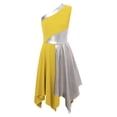 thumbnail image 2 of YONGHS Girls Liturgical Praise Dance Dress One Shoulder Asymmetrical Lyrical Contemporary Dancewear Yellow 6, 2 of 7