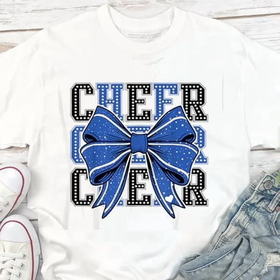 Coquette Cheer Shirt Blue Team Sport Cheerleading T-shirt Sizes S-5XL