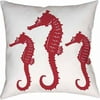 IDG Nautical Nonsense Red White Seahorses Indoor Pillow