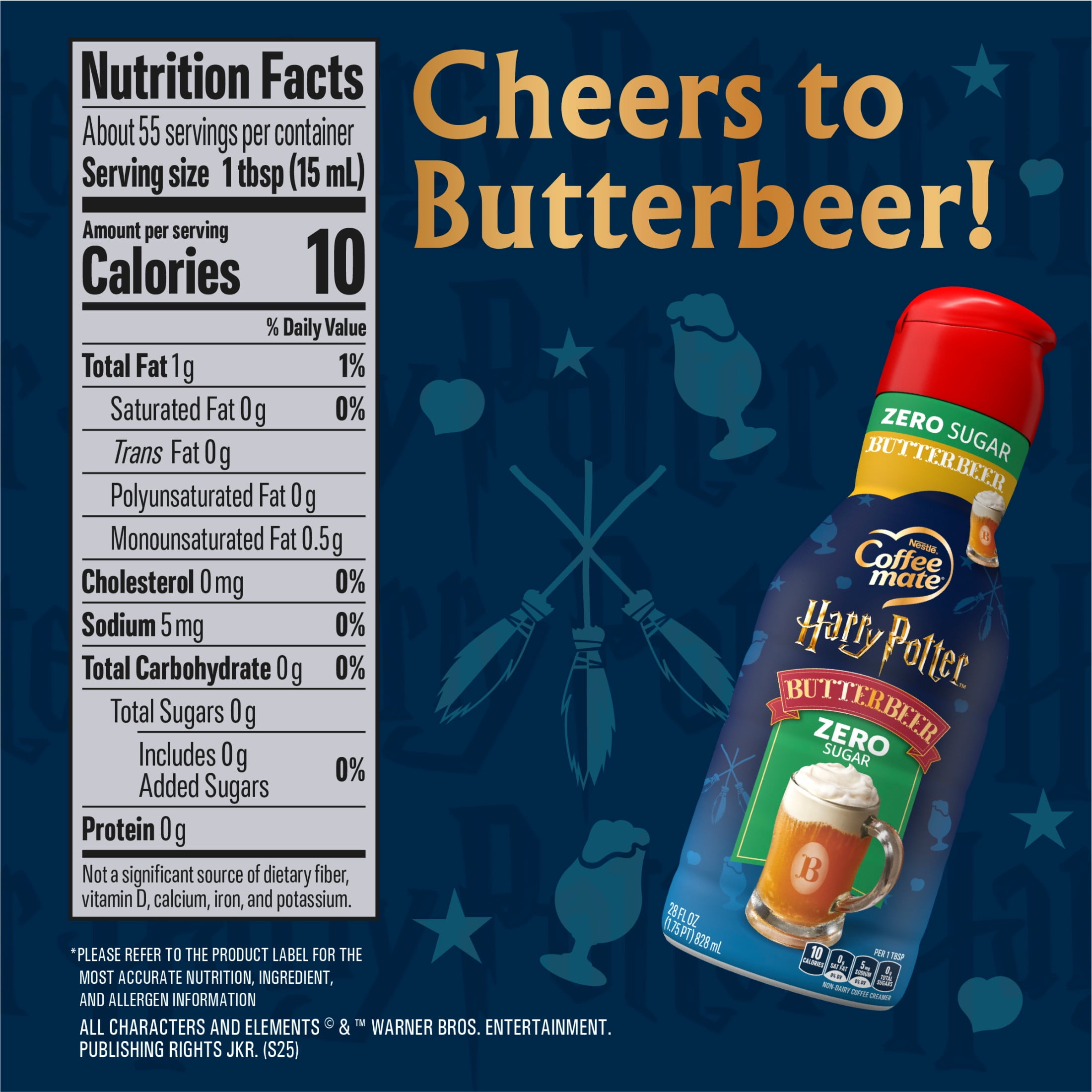 Coffee mate Harry Potter Butterbeer Flavored Creamer, Zero Sugar Liquid Coffee Creamer 28 fl oz