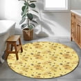 thumbnail image 4 of Round Area Rug 4 Ft, Summer Bees Washable Non-Slip Circle Carpet for Living Room/Bedroom, Pastoral Garden Yellow Honey Watercolor Low-Profile Crawling Mats Collection Rugs for Indoor, 4 of 7