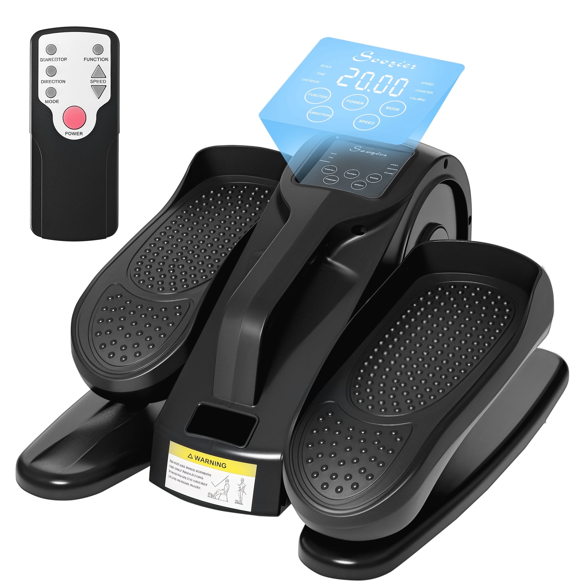 Soozier Under Desk Elliptical Pedal Exerciser - Quiet Mini Bike w/ LCD Display, 5 Speed & 3 Modes - Black Steel - Up to 264lbs