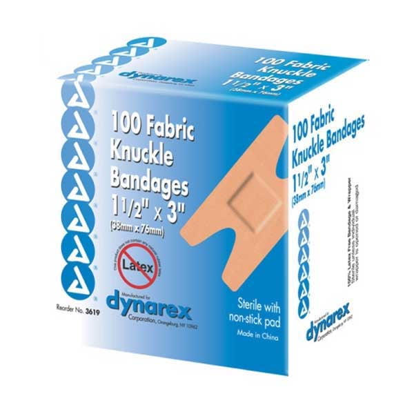 Dynarex Adhesive Fabric Knuckle Bandage 1.5 Inx3 In100/Box Walmart