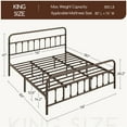 thumbnail image 3 of Topeakmart Metal Bed Frame with High Headboard and Footboard, Bronze, King,, 3 of 7