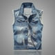 thumbnail image 1 of Chaleco vaquero para hombre, chaleco azul claro ajustado de estilo coreano, chaleco a la moda para hombre, 1 of 5