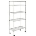 thumbnail image 3 of Zimtown 35"W x 14"D x 65"H 5-Tier Metal Wire Shelving Organizer Storage Rack Silver w/4 Wheels, 3 of 8