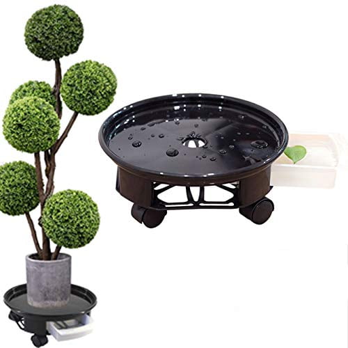 Rakeyva 16.3" Black Plant Caddy with 5 Wheels, Heavy Duty Plant Stand