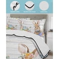 thumbnail image 3 of Full Size Quilt Bedding Set, Easter Bunny Reversible Summer Quilt 3 Pieces, Colorful Easter Eggs Eucalyptus Grey Wooden Lightweight Bedspreads Coverlets with 2 Pillow Shams for All Seasons, 3 of 5
