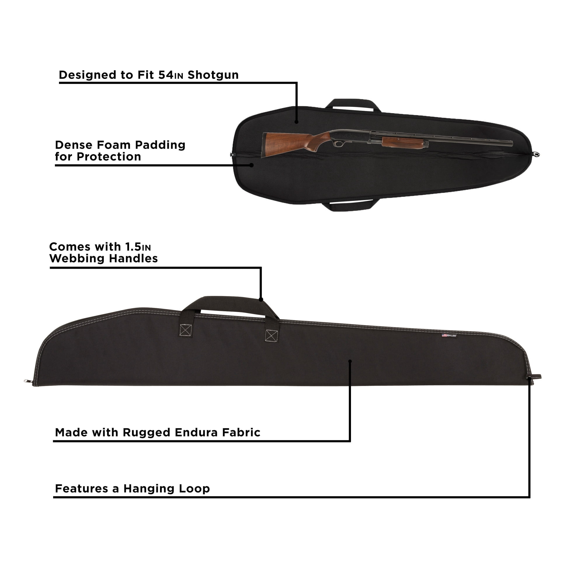 Allen Company 54" Durango Shotgun Gun Case, Black, Polyester, 602-54