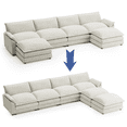 thumbnail image 4 of Homall U-Shape 4 Seat Cloud Couch Sectional Sofa with chaise lounge Convertible Sofa Set for Living Room, White, 4 of 7
