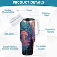 thumbnail image 2 of Yayeee 40oz Stainless Steel Tumbler with Straw and Handle Double-Wall Insulated Travel Water Bottle, Psychedelic Jellyfish, 2 of 8