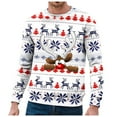 thumbnail image 1 of Chandail à Capuche Sans Capuche pour Hommes Hiver Chaud Col Rond Chandail Imprimé Flocon de Neige Père Noël Décontracté Confortable Doux, 1 of 4
