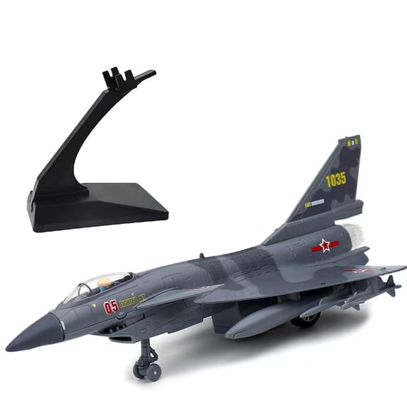 1:100 Aviation Metal Aircraft Alloy Model J-10 Alloy Fighter Aircraft Sound And Light Pull Back Military Metal Model Collection