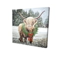thumbnail image 1 of Vache de Noël Highland - Toile 24"x24 Pouces - Impression sur Demande, 1 of 5