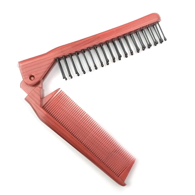 Cepillo de pelo de repuesto plegable Color sólido antiestático a prueba de arañazos resistente al calor herramienta de cepillos de peluquería Ayudas para vestirse con gancho de botón Marrón Vogacara CE015012-04B