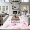 thumbnail image 4 of Area Rug 60×96in, Pink Flower Spring Watercolor Floral Floor Carpet Living Room Rug, Farm Plant on White Non-Slip Welcome Mat Indoor Rugs for Bedroom Dining Room, 4 of 9