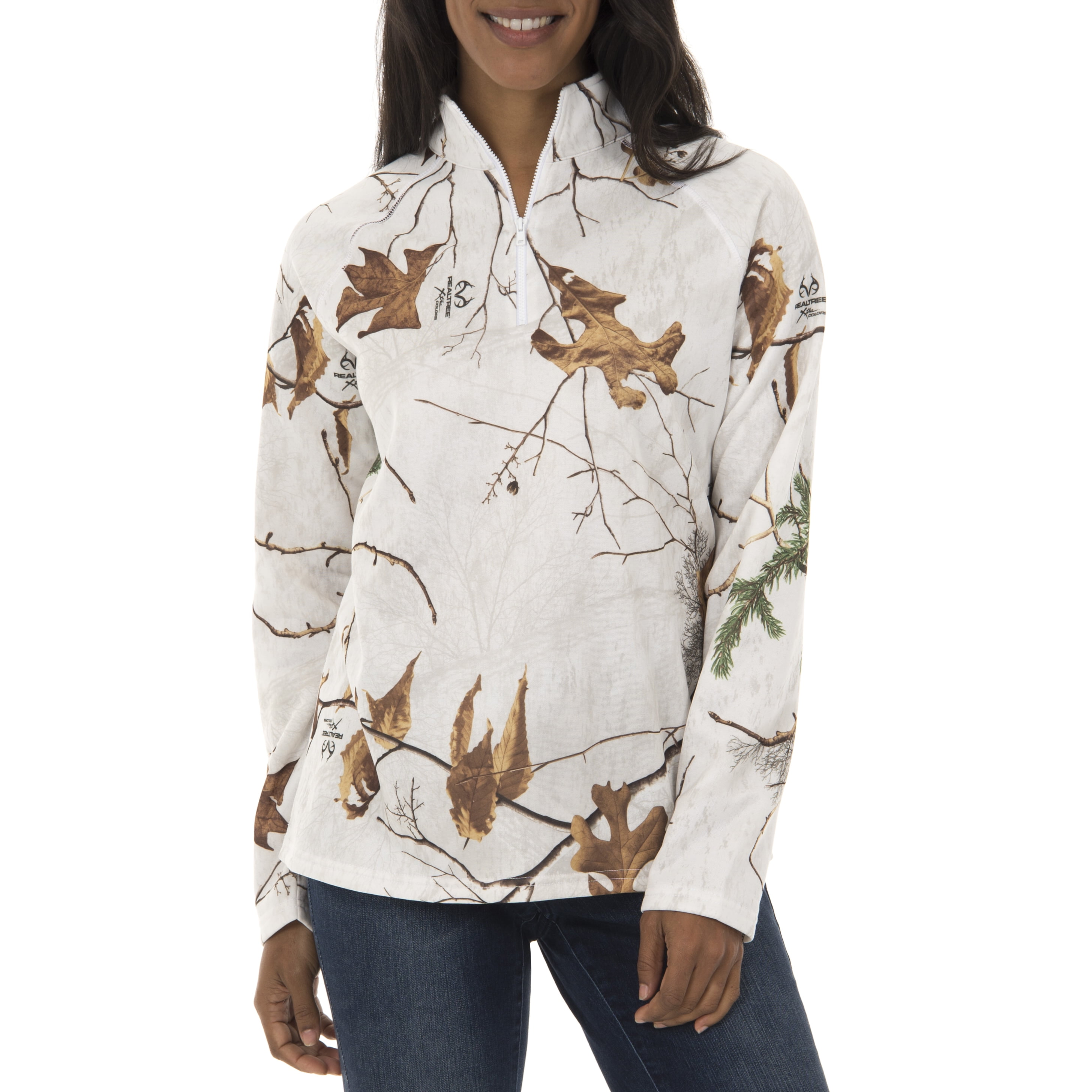 camo half zip pullover women's