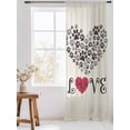 thumbnail image 3 of Sheer Curtains 96 Inches Long, Romance Love Semi Sheer Curtains Light Filtering Window Treatment, Heart Dog Paw Prints Roses Beige Privacy Voile Drapes for Living Room Bedroom 52x96 Inch, 3 of 7