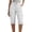 White, variant on CHGBMOK Womens Cargo Shorts Knee Length Breathable Linen Bermuda Shorts with Pockets Elastic Waist Capris Pedal Pushers