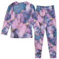 thumbnail image 2 of FORMRS Long Sleeve Top and Pants Pajama Set for Niños 2-Piece Sleepwear, Sizes 18M-8Y, Watercolor Pink Marble Pattern, 2 of 6