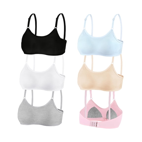 Light Sport Crop Cami Bras Fit for 12-16 Years Teens & Big Girls Elastic Shoulder Straps Sports Training Bras with Adjustable Straps