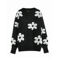 thumbnail image 5 of Flower Sweaters for Women Elegant Floral Printed Crew Neck Sweater Loose Cute Puff Sleeve Junior Back to School Pullover Sweater Shermie, 5 of 6