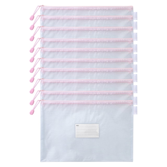 WHEANG Mesh Zipper Pouch A4 10 Pack Zipper Pouch with Label Pocket Plastic Mesh Zipper Pouch Large Mesh Zipper Pouch Mesh Zipper Pouch Large Zipper Pouch Bags Board Game Storage A Multi-Color