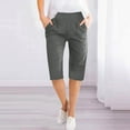 thumbnail image 2 of Feancey Womens Shorts 2025 Cotton Linen Casual Knee Length Shorts Elastic High Waist Workout Shorts Summer Solid Color Loose Fit Beach Short with Pockets Sales Today,Gray,XL, 2 of 7