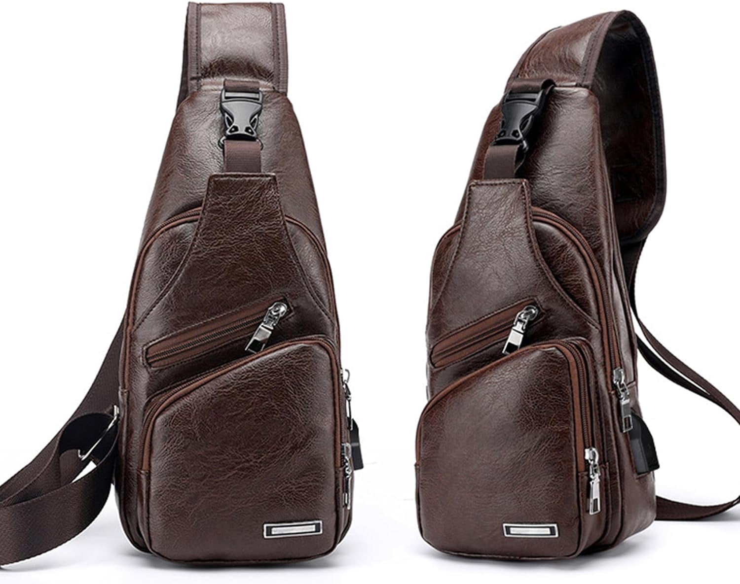 Men's Sling Bag Small Chest Crossbody Shoulder Bag with USB Charging Port