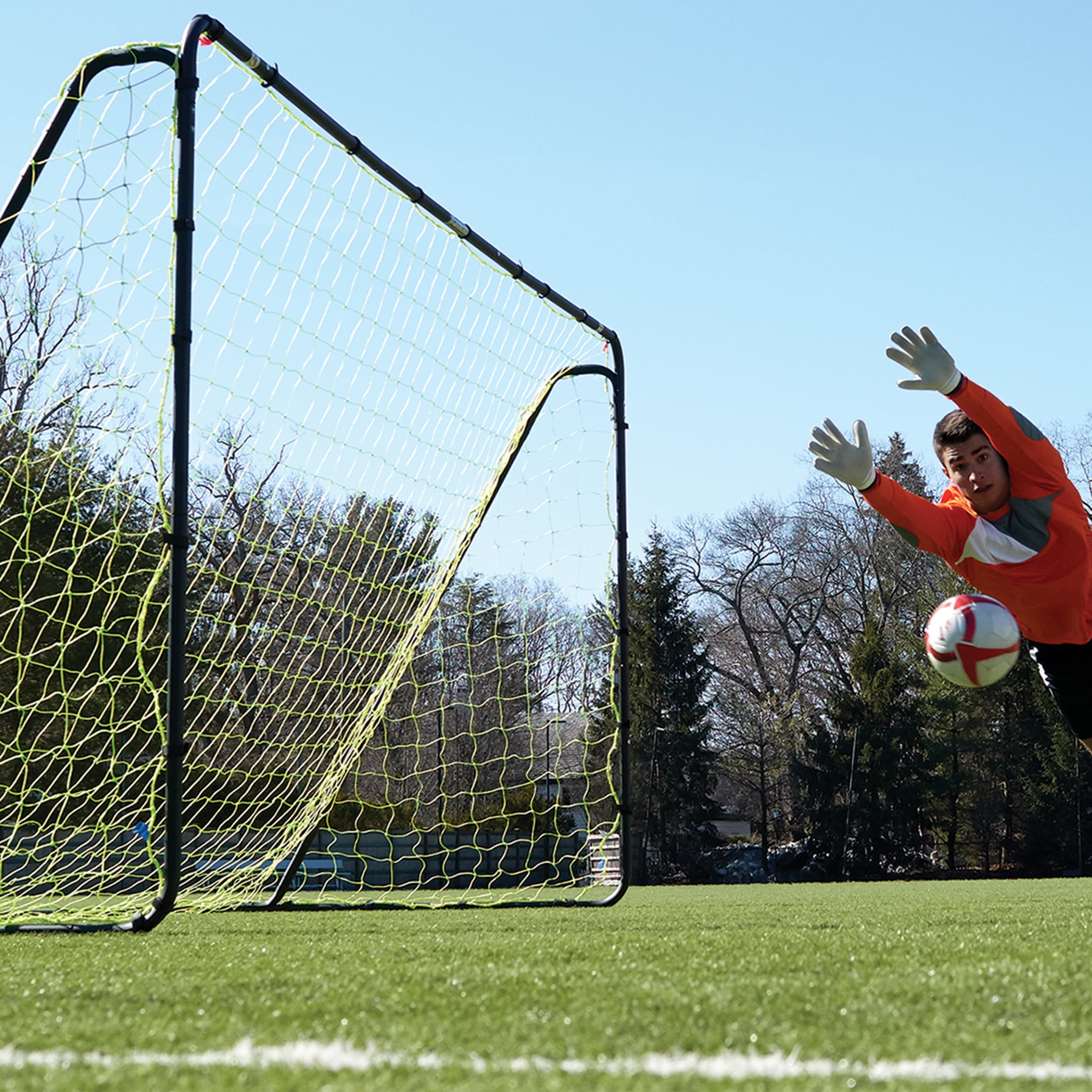 Franklin Sports Competition Soccer Goal - Steel Backyard Goal - 12' x 6' Official Size - Black