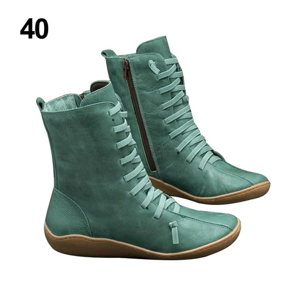 Viugreum Women Retro Arch Support Boots Waterproof Ankle Boots Ladies