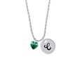 thumbnail image 2 of Delight Jewelry Green Crystal Heart Silvertone Script Initial Disc - C - Charm Necklace, 20"+3", 2 of 4