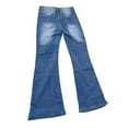 thumbnail image 6 of CPNG Teen Toddler Girl Flared Jeans Bell-Bottom Denim Trousers Solid Color Denim Pants Tight Denim Children's Pants(Dark Blue,7-8 Years), 6 of 6