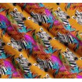 thumbnail image 3 of Soimoi Orange Cotton Poplin Fabric Tropical Leaves & Wild Animal Print Sewing Fabric BTY 42 Inch Wide, 3 of 7