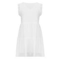 thumbnail image 4 of Meichangs Today Prime, Women's White Eyelet Dresses V Neck Sleeveless Ruffle Dresses Solid Color Loose Fit Mini Dresses Casual Flowy Dresses White XL, 4 of 9