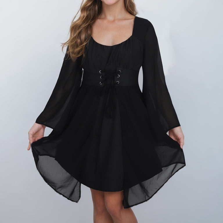 Nmnitkp Gothic Dress Unique Design Halloween Dress Dark Style Gothic Lace  Patchwork Women Dress Goth Bandage Ladies Spaghetti Strap Dresses & Mini  Dress - Walmart.com